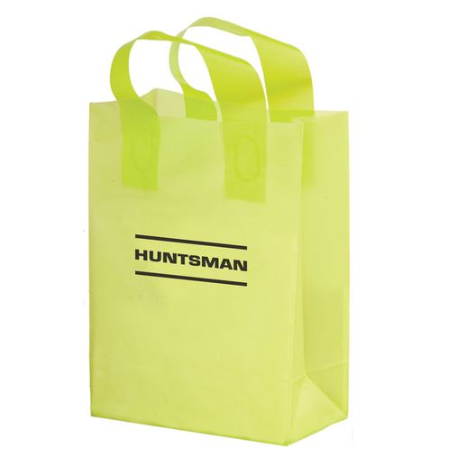 Custom Printed Color Frosted Soft Loop Plastic Shopper Bag w/Insert (10"x5"x13") - Flexo Ink - 19FSL10513-FI